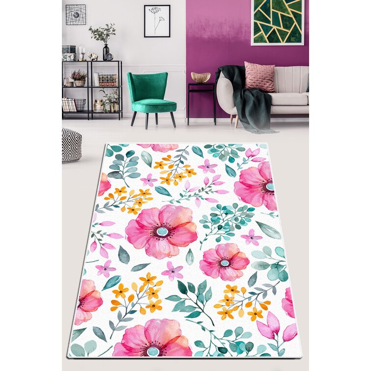 Bless international White/Pink Rug | Wayfair